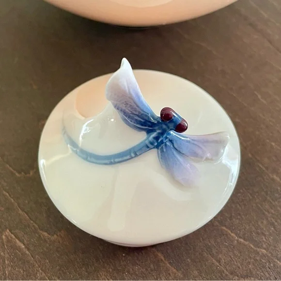 FRANZ Dragonfly Hand Painted & Signed Jan Woo Porcelain Teapot Art Nouveau NEW - Picture 13 of 16